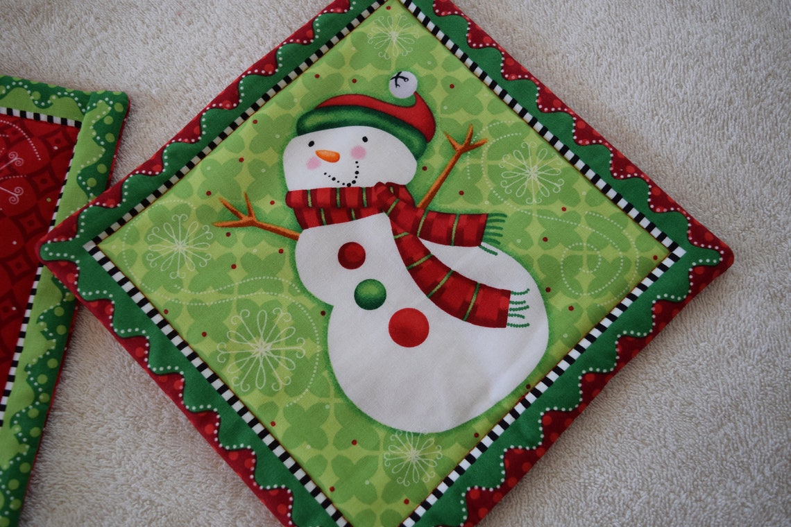 Christmas Pot Holders Holiday Pot Holder Sets of Two Etsy
