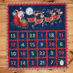 Kids Advent Calendar, Santa Stop Here Wall Calendar, Christmas Pocket Calendar, Holiday Wall Quilt,  Holiday Decor