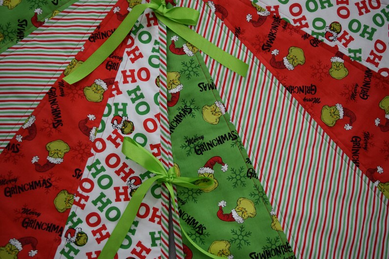 Grinch Christmas Tree Skirt Red and Grinch Green Tree Skirt Etsy