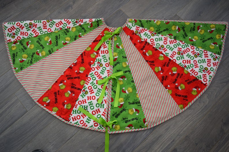 Grinch Christmas Tree Skirt Red and Grinch Green Tree Skirt Etsy