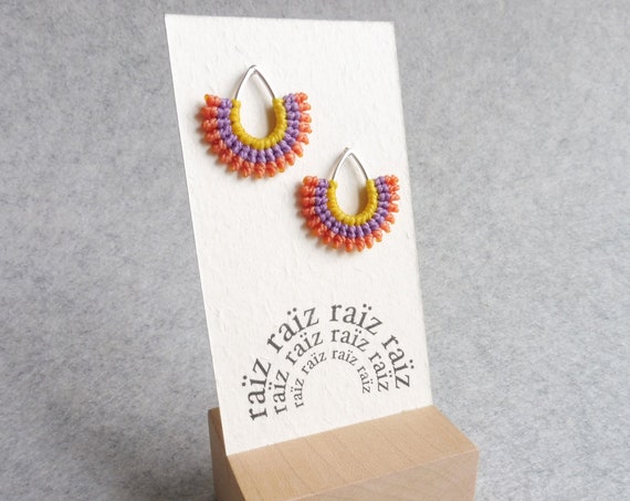 I b e y i  Teardrop Stud Earrings . Colorful Textile Fiber Jewelry  . © Design by .. raïz ..