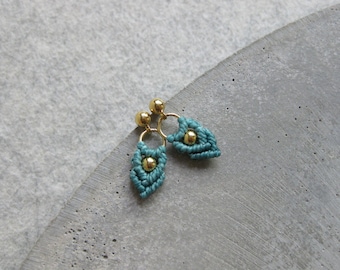 Small Macramé Earrings . Gold or Silver . Turquoise . Dainty Dangle Earrings . Stud Hoops . Beaded Earrings . Design by .. raïz ..