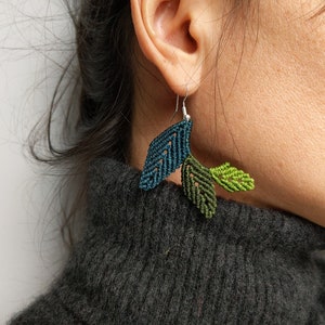 Leaves Earrings . Botanical Jewelry . Lightweight Dangle Fiber Earrings . Plant Earrings . Woodland Forest Jewellery . Design by raïz image 8