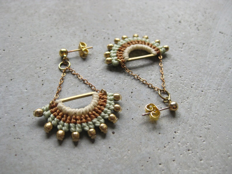 Gift for her Women/'s jewellery Long earrings Textile jewelry Statement earrings Dangle earrings Rope knot earrings