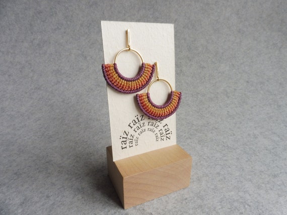 K O A . Modern Macrame Hoop Earrings .  © Design by .. raïz ..