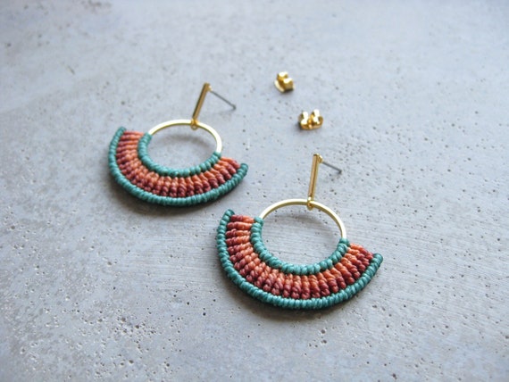 K O A . Modern Macrame Hoop Earrings .  © Design by .. raïz ..