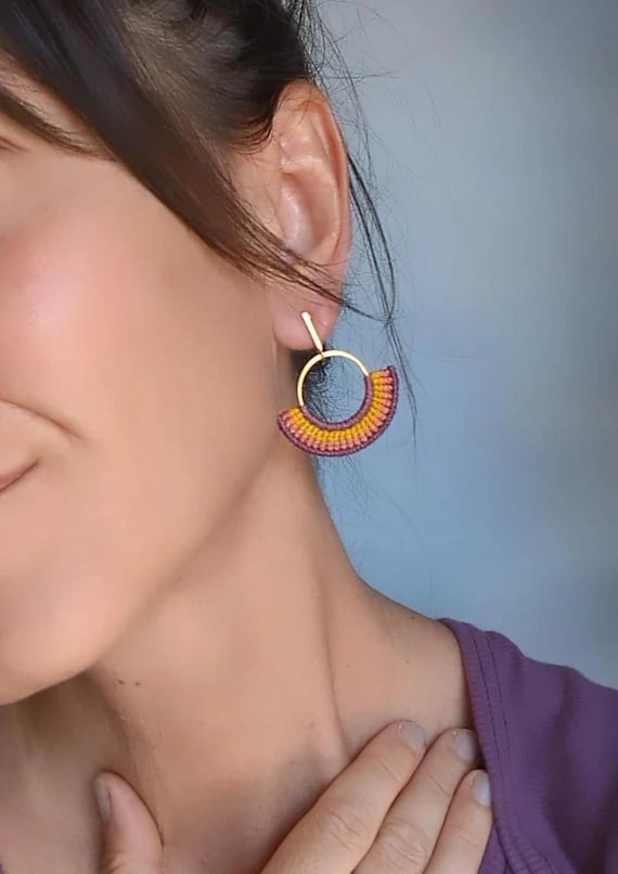 K O A . Modern Macrame Hoop Earrings .  © Design by .. raïz ..