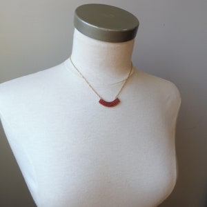 Dainty Crescent Textile Necklace in Terracotta . Modern Macrame Jewelry . Minimalist Fiber Jewellery . Small Macrame . Design by .. raïz .. image 9