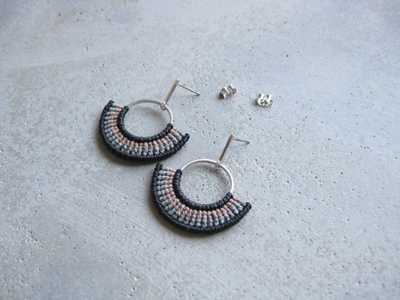 K O A . Modern Macrame Hoop Earrings .  © Design by .. raïz ..