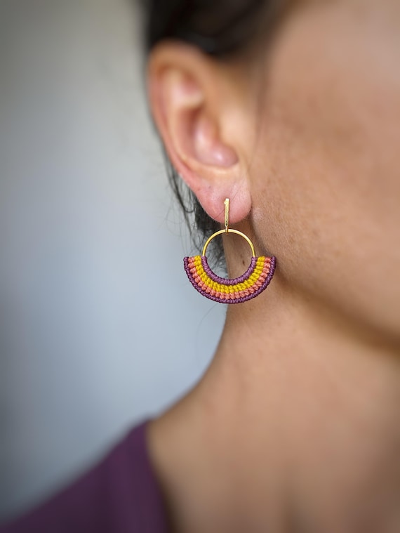 K O A . Modern Macrame Hoop Earrings .  © Design by .. raïz ..