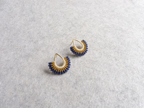 I B E Y I . Textile Earrings . Teardrop Studs . Micro Macrame Earrings . © Design by .. raïz ..