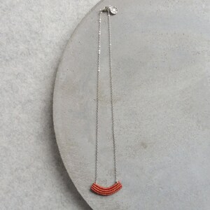 Dainty Crescent Textile Necklace in Terracotta . Modern Macrame Jewelry . Minimalist Fiber Jewellery . Small Macrame . Design by .. raïz .. image 8