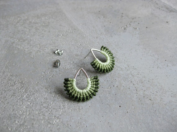 I B E Y I . Textile Earrings . Teardrop Studs . Micro Macrame Earrings . © Design by .. raïz ..