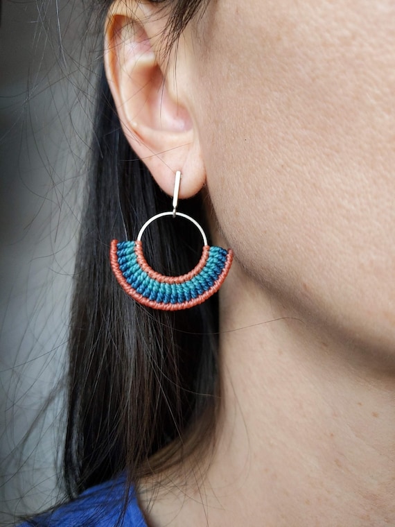 K O A . Modern Macrame Hoop Earrings .  © Design by .. raïz ..