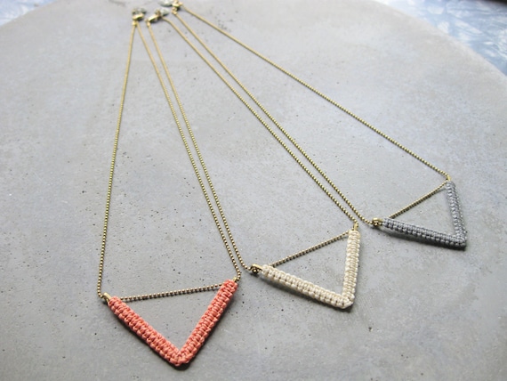 Chevron Necklace . Modern Macrame Jewelry . Triangle Necklace . Minimalist Macrame . Textile Jewelry . Fiber Jewellery . Design by raïz