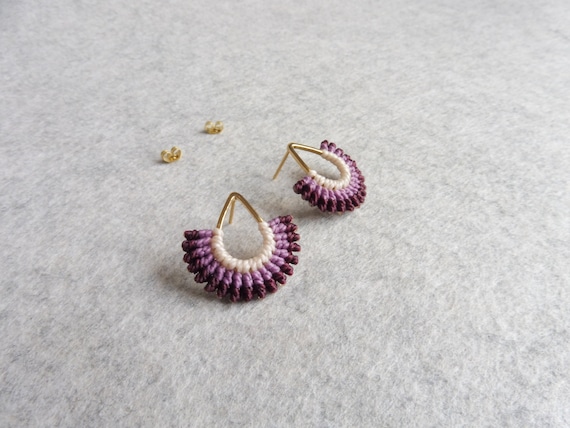 I B E Y I . Teardrop Stud Earrings . Micro Macrame Earrings . Fiber Jewelry © Design by .. raïz ..