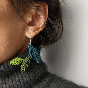 Leaves Earrings . Botanical Jewelry . Lightweight Dangle Fiber Earrings . Plant Earrings . Woodland Forest Jewellery . Design by raïz image 9