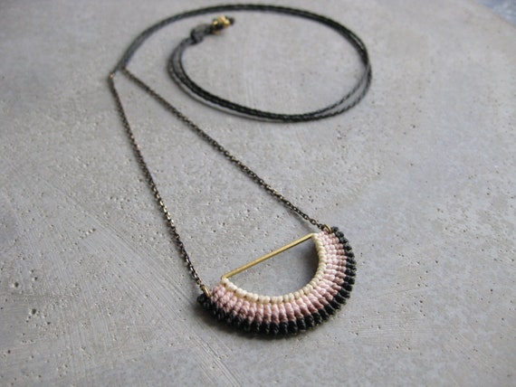 I N T I . SemiCircle Pendant . Modern Macrame Jewelry . © Design by .. raïz ..