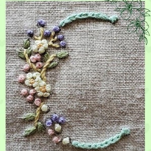 Flower alphabet "C"  Embroidery Design