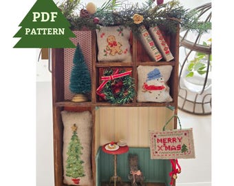 Miniature Christmas Holly Cross Stitch Gift Tag Pdf Pattern - Etsy