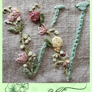 Flower alphabet &quot;W&quot;  Embroidery Design