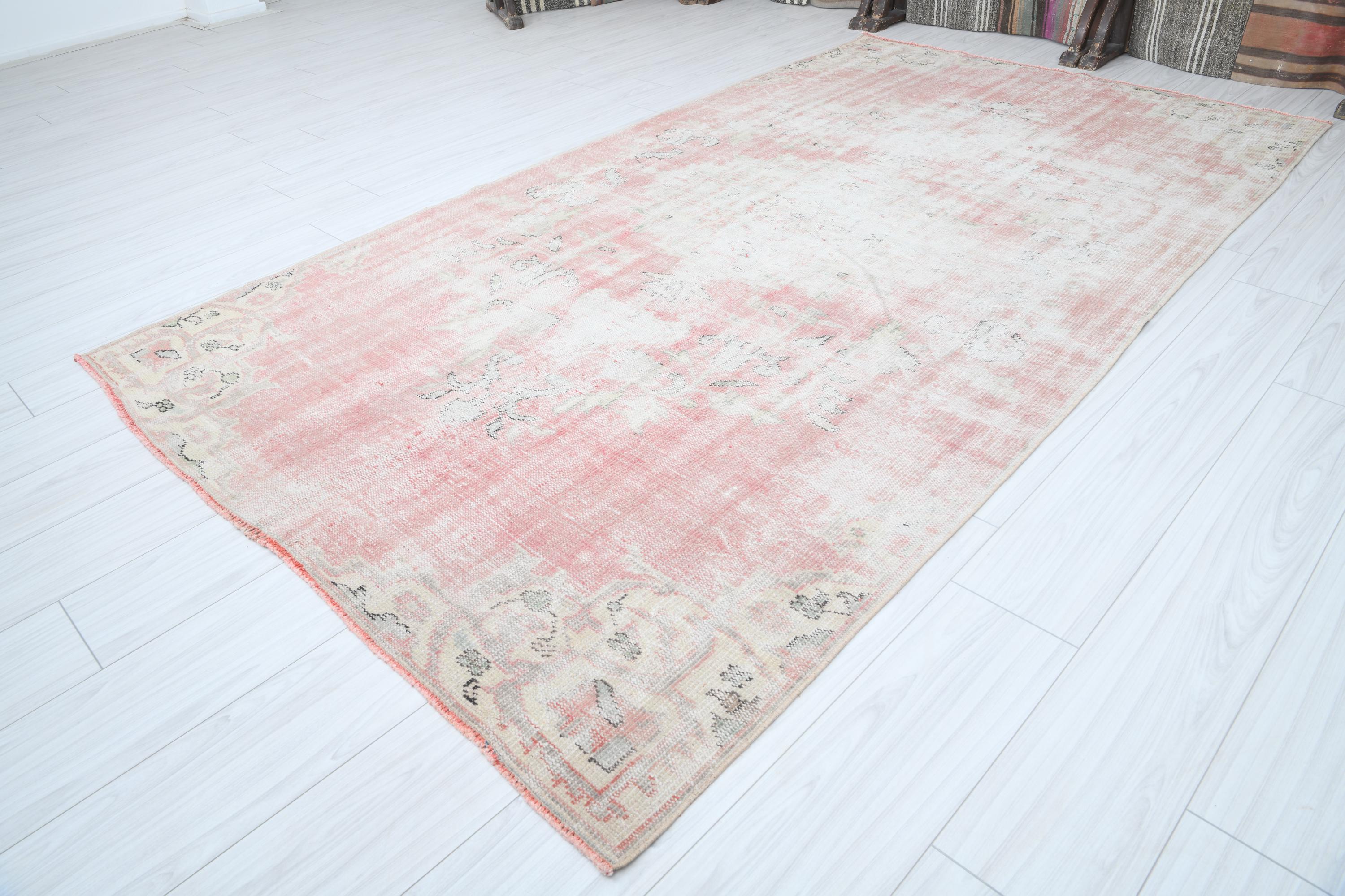 6x10 Turkish Rug,oversize Vintage Rug,oushak Rug 6x10,natural Area