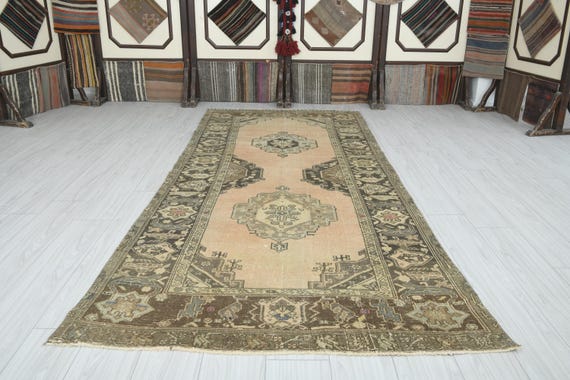 5x11 Turkish Rug,oversize Vintage Rug,oushak Rug 5x11,natural Rug
