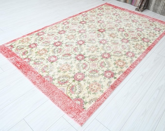 5x8 Türkischer Teppich,Vintage Teppich,Oushak Teppich 150x250,Natural Geschenk Teppich,Ausgeblichener Teppich,150x250,Türkischer Vintage Teppich,Wollteppich