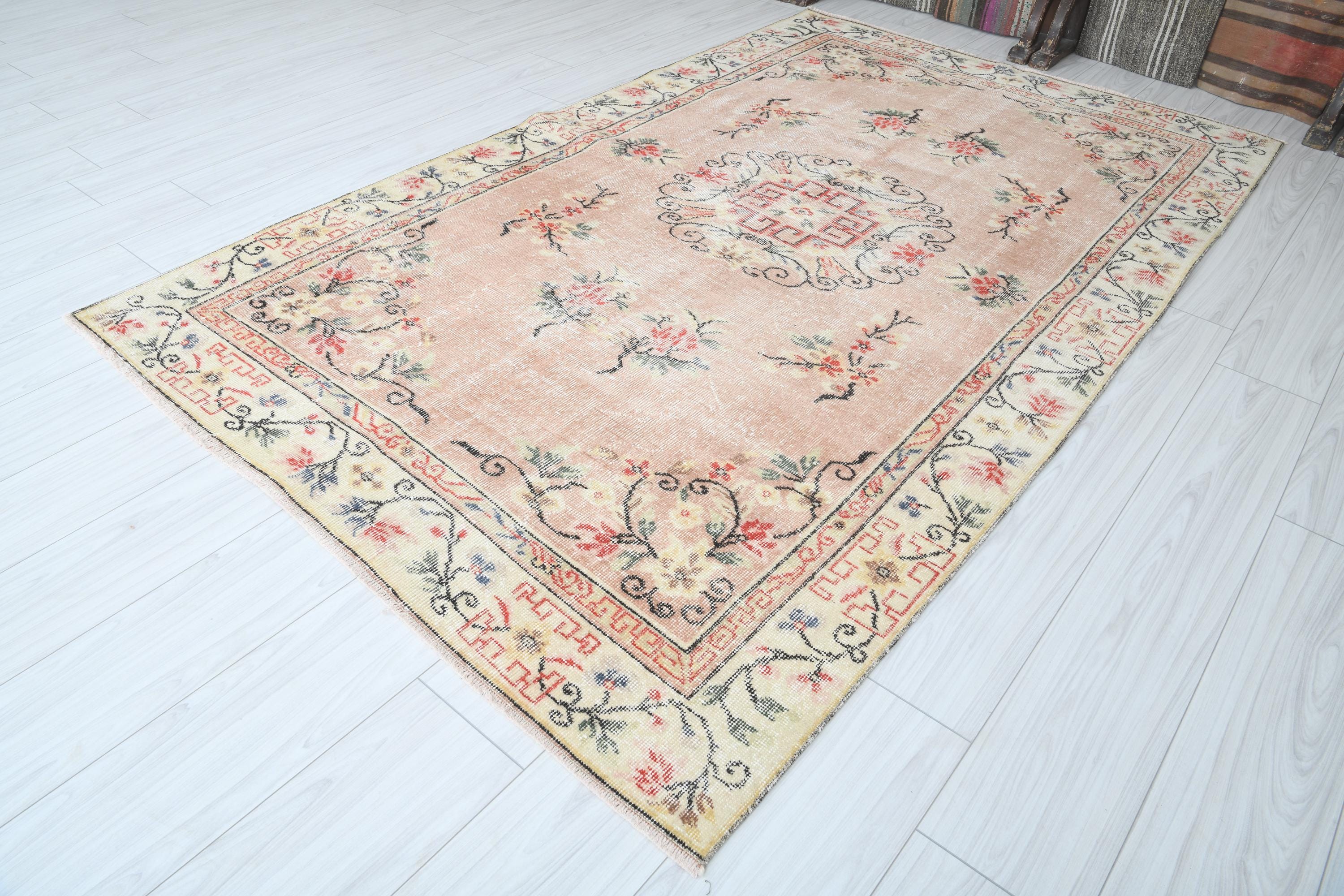 5x9 Turkish Rug,Vintage Area Rug,Oushak Rug 5x9,Natural Gift Rug,Faded Rug,5x9 Area Rug,Muted Decor Rug,Turkish Vintage Rug,Wool Rug 5x9,388