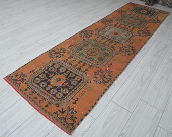 3x9 Runner,Oushak Runner Rug,Turkish Runner 3x9,Muted Vintage Runner,Natural Gift Rug,Anatolian Runner Rug,3x9 Turkish Rug,Handmade Rug,427