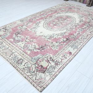 5x10 Turkish Rug,Oversize Vintage Rug,Oushak Rug 5x10,Natural Rug,Faded Rug,5x10 Area Rug,Muted Rug,Turkish Vintage Rug,Wool Rug 5x10,88