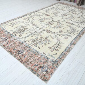 5x10 Turkish Rug,Oversize Vintage Rug,Oushak Rug 5x10,Natural Rug,Faded Rug,5x10 Area Rug,Muted Rug,Turkish Vintage Rug,Wool Rug 5x10,678