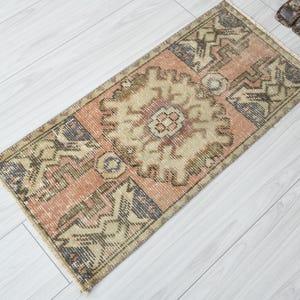 1x3 Turkish Mini Rug,Vintage Small Rug,1x3 Oushak Rug,Natural Gift Rug,1x3 Small Rug,Anatolian Mini Rug,Turkish Rug 1x3, Doormat Rug 1x3,140