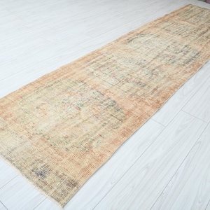 Handgefertigter Teppich Läufer, Oushak Teppichläufer, Vintage Türkischer Teppichläufer 3x30, Natürlicher Läufer, Teppich Läufer,11 Teppich,261