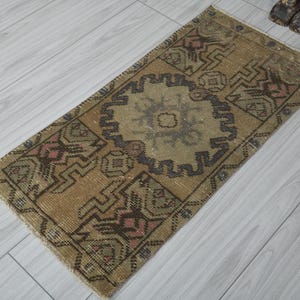 1x3 Turkish Rug,Oushak Mini Rug,Natural Gift Rug,1x3 Small Rug,Vintage Small Rug,Anatolian Mini Rug,Turkish Rug 1x3, Doormat Rug 1x3,915