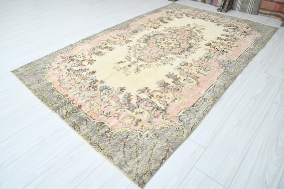 Muted Turkish Wool Rug, Soft Vintage Area Rug, Oushak Rug,Natural Gift Rug,Faded Rug,5x9 Area Rug,Anatolian Rug,Turkish Rug 5x9,Wool Rug,629