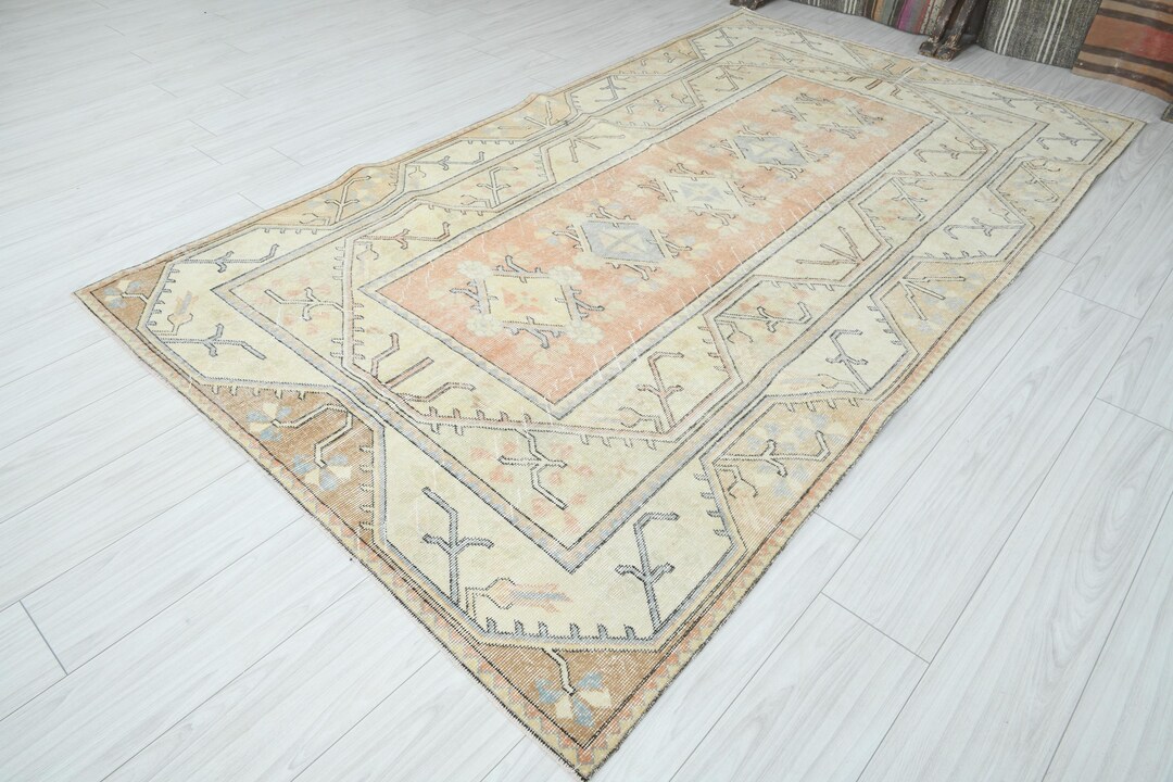 6x10 Turkish Rug,oversize Vintage Rug,oushak Rug 6x10,natural Area Rug ...