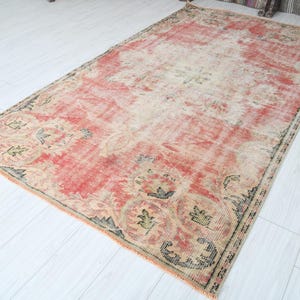 5x9 Turkish Rug,Vintage Area Rug,Oushak Rug 5x9,Natural Gift Rug,Faded Rug,5x9 Area Rug,Muted Decor Rug,Turkish Vintage Rug,Wool Rug 5x9,212
