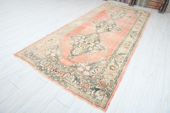 5x11 Turkish Rug,Oversize Vintage Rug,Oushak Rug 5x11,Natural Rug,Faded Rug,5x11 Area Rug,Muted Rug,Turkish Vintage Rug,Wool Rug 5x11,183