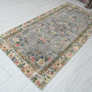 3x7 rug,vintage runner rug,turkish rug 3x7,antique runner,3x7 oushak rug,faded rug,wool runner,vintage rug,turkish area rug,turkey rug,569