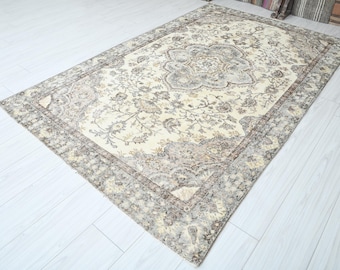 150x250 Kelim Teppich, Vintage Teppich,Oushak Teppich,Naturteppich, Ausgeblichener Teppich 150x250,Türkischer Vintage Teppich,Wollteppich 150x200