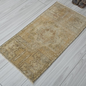 1x3 Turkish Rug,Oushak Mini Rug,Natural Gift Rug,1x3 Small Rug,Vintage Small Rug,Anatolian Mini Rug,Turkish Rug 1x3, Doormat Rug 1x3,913