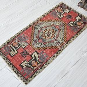 1x3 Turkish Rug,Oushak Mini Rug,Natural Gift Rug,1x3 Small Rug,Vintage Small Rug,Anatolian Mini Rug,Turkish Rug 1x3, Doormat Rug 1x3,901