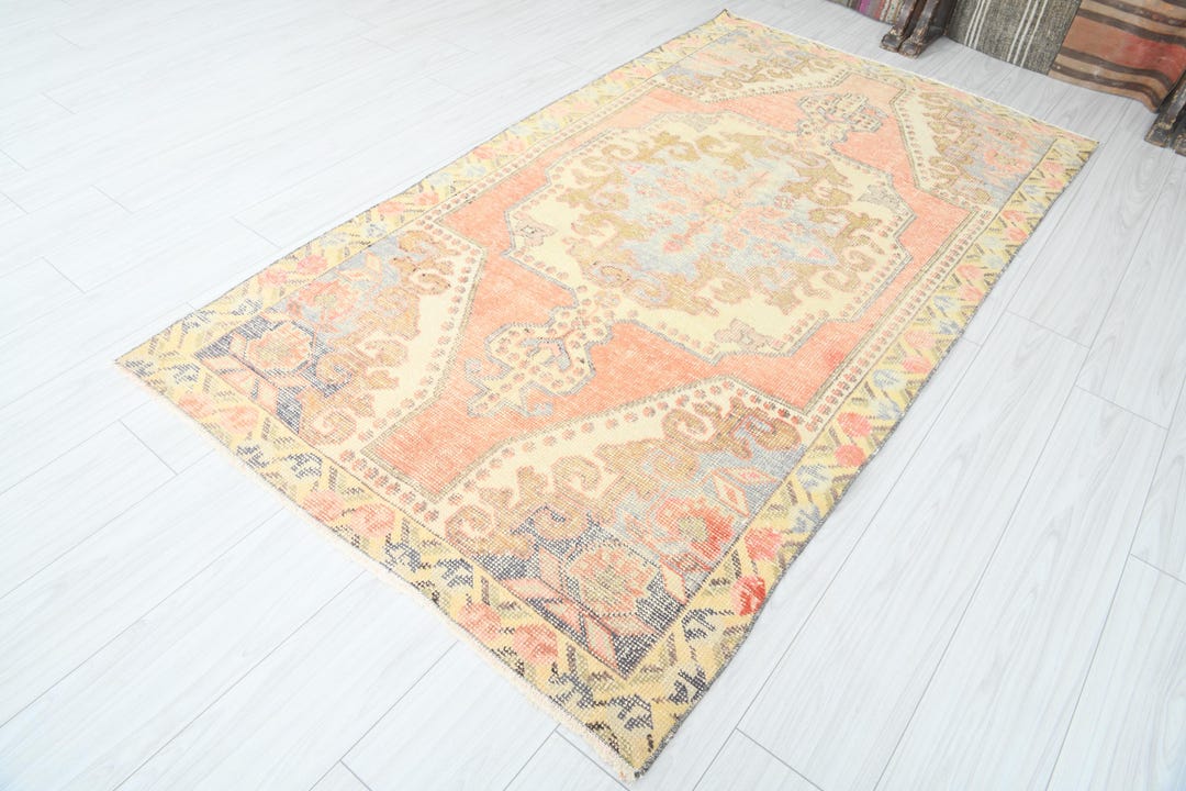 4x8 Inch Rug 4x8 Turkish Rug,vintage Area Rug,oushak Rug 4x8,natural Gift Rug,faded ...