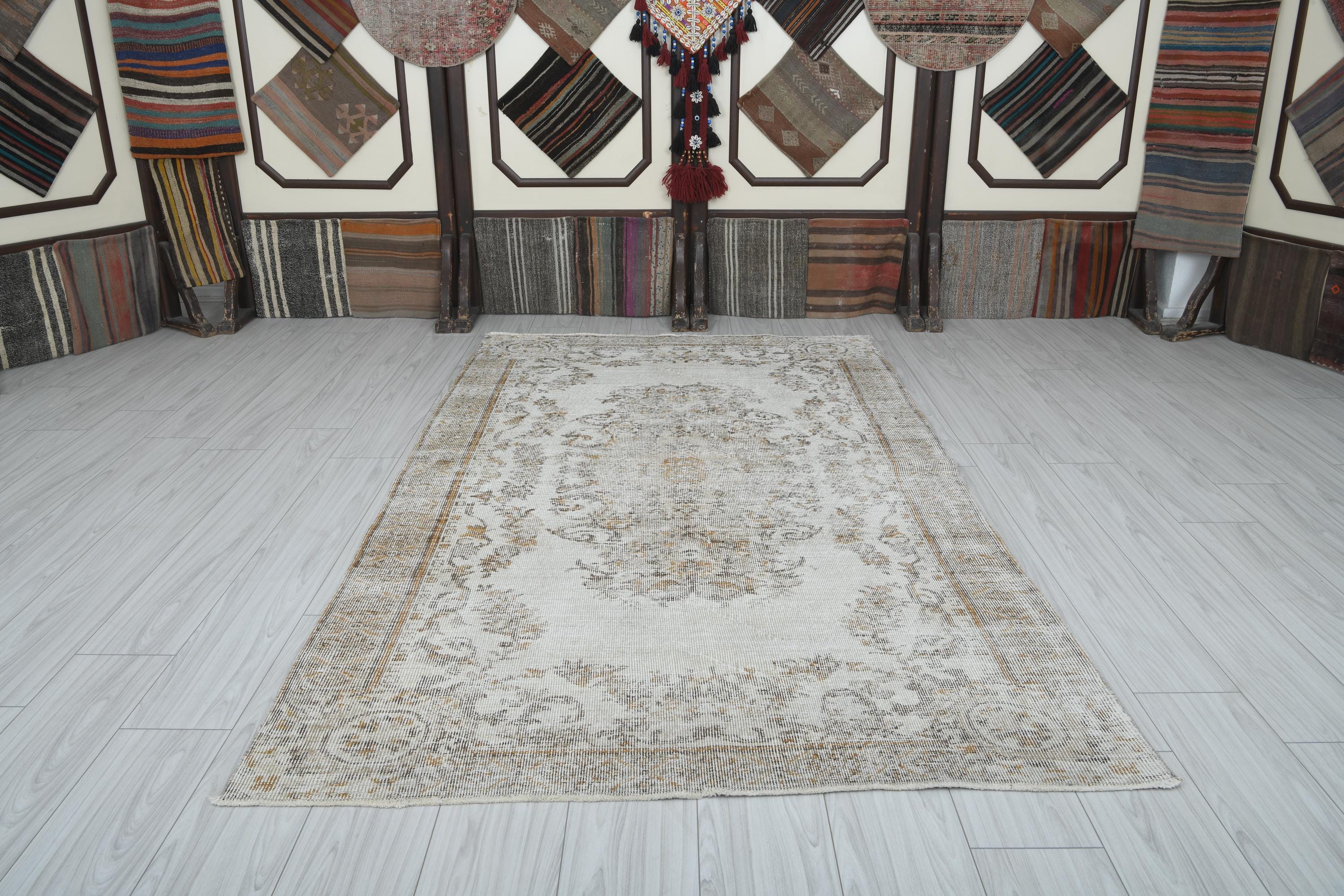 5x8 Vintage Rug, Handmade Area Rug, Turkish Rug 5x8, Natural Rug