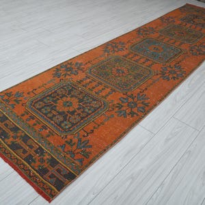 3x30 Läufer, Türkischer Oushak Läufer, Verblasster Türkischer Teppichläufer, Vintage Teppich 90x300, Handgefertigter Natürlicher Teppich, Türkischer Teppich