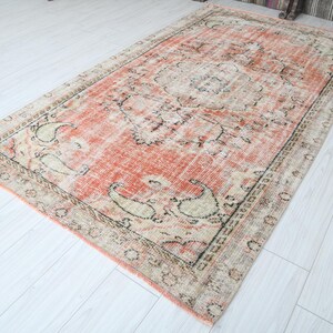 5x9 Turkish Rug,Vintage Area Rug,Oushak Rug 5x9,Natural Gift Rug,Faded Rug,5x9 Area Rug,Muted Decor Rug,Turkish Vintage Rug,Wool Rug 5x9,191