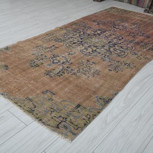 4x8 Türkischer Teppich,Oushak Teppich 100x250,Natural Geschenk Teppich,Ausgeblichener Teppich 100x250,Türkischer Vintage Teppich,Wollteppich 100x200