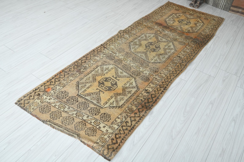 Alfombra de pasillo de 3x8 pulgadas, alfombra turca de 3x8 pulgadas, alfombra vintage de pasillo, alfombra Oushak de 3x8 pulgadas, alfombra de regalo natural, alfombra de pasillo de Anatolia, alfombra turca de 3x8 pulgadas, alfombra de pasillo hecha a mano, 1045