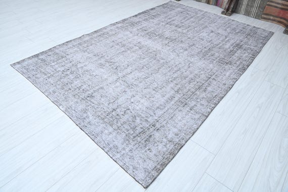 Pale Muted Turkish Rug 6x9, Faded Oushak Rug 6x9, Handmade Vintage